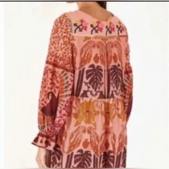 NWOT FARM Rio multi color Ainika Print Macaws Tiered Maxi Dress - Picture 8 of 9